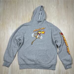 Cheetos Flamin’ Hot Hoodie Gray Chester Cheetah Graphic Pullover Sweatshirt M